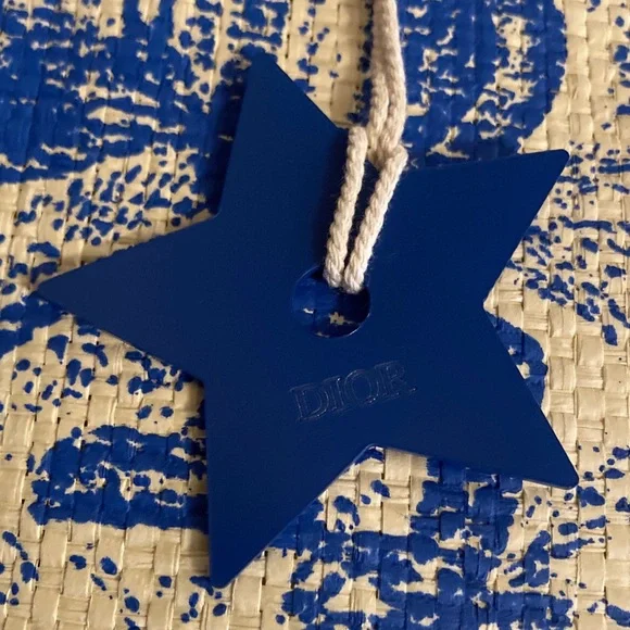 CHRISTIAN DIOR DIORIVIERA Blue Straw Tote with Star Charm NWOT - Picture 2 of 7